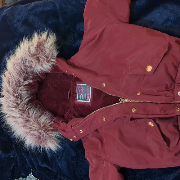 Youth Girls 6/7 Justice Winter Jacket w/ Detachable Fur Lined Hood - Picture 3 of 5